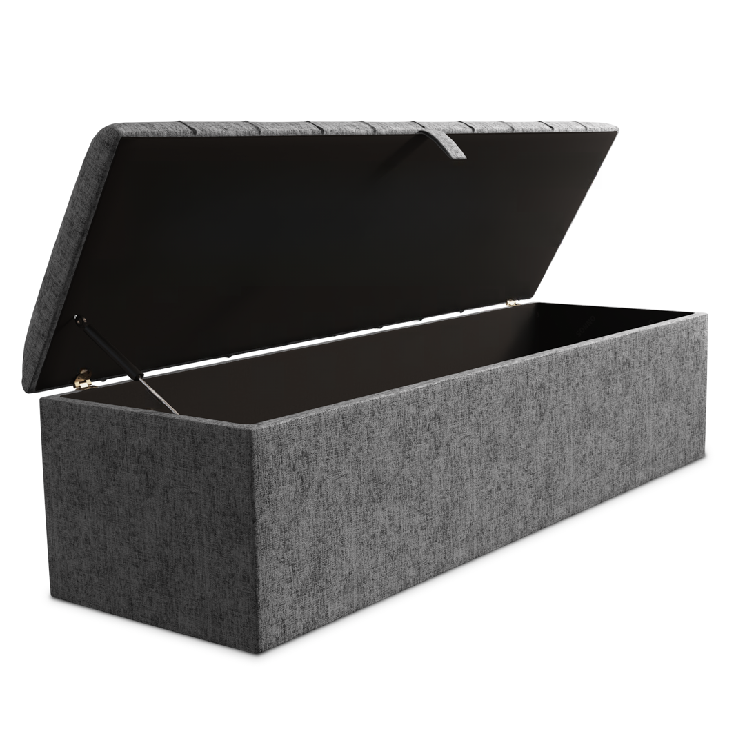 Lisbon Ottoman Storage Box - Silver Chenille