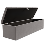 Cambridge Ottoman Storage Box - Silver Plush Velvet