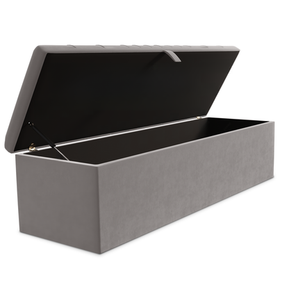 Cambridge Ottoman Storage Box - Silver Plush Velvet