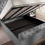 Berlin Upholstered Ottoman Bed - Silver Chenille
