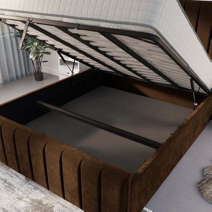 Lisbon Upholstered Ottoman Bed - Mocca Plush Velvet