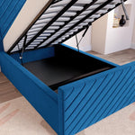 Oxford Kids Upholstered Ottoman Bed - Blue Plush Velvet