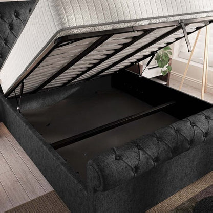 Berlin Upholstered Ottoman Bed - Black Chenille