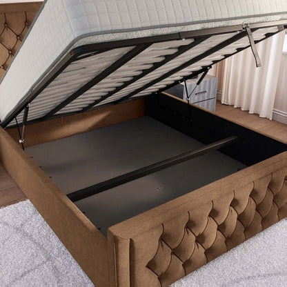 Valencia Upholstered Ottoman Bed - Mink Naples