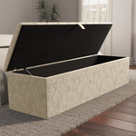 Lisbon Ottoman Storage Box - Cream Chenille