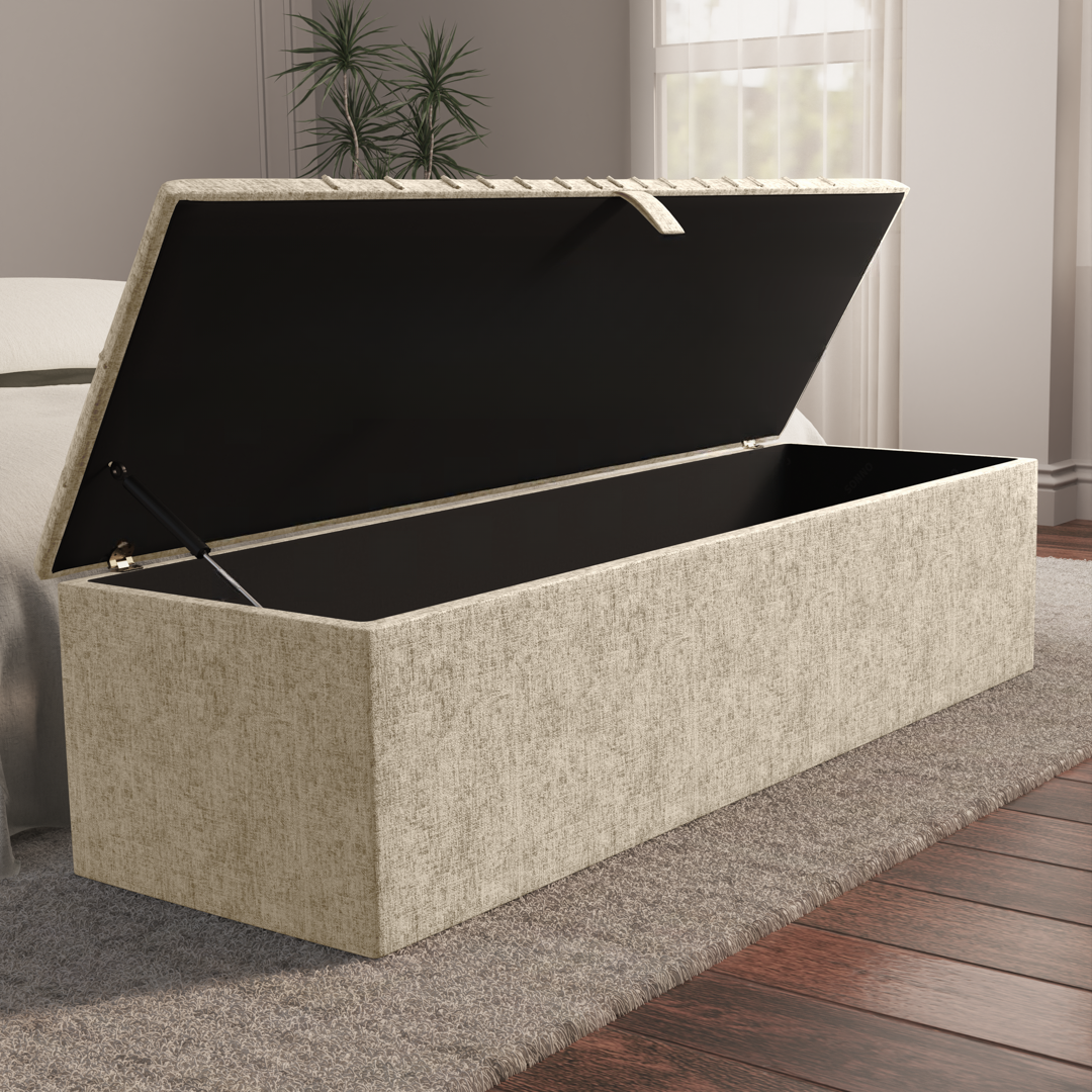 Sunrise Ottoman Storage Box - Cream Chenille
