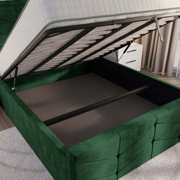 Lancaster Upholstered Ottoman Bed - Emerald Coniston