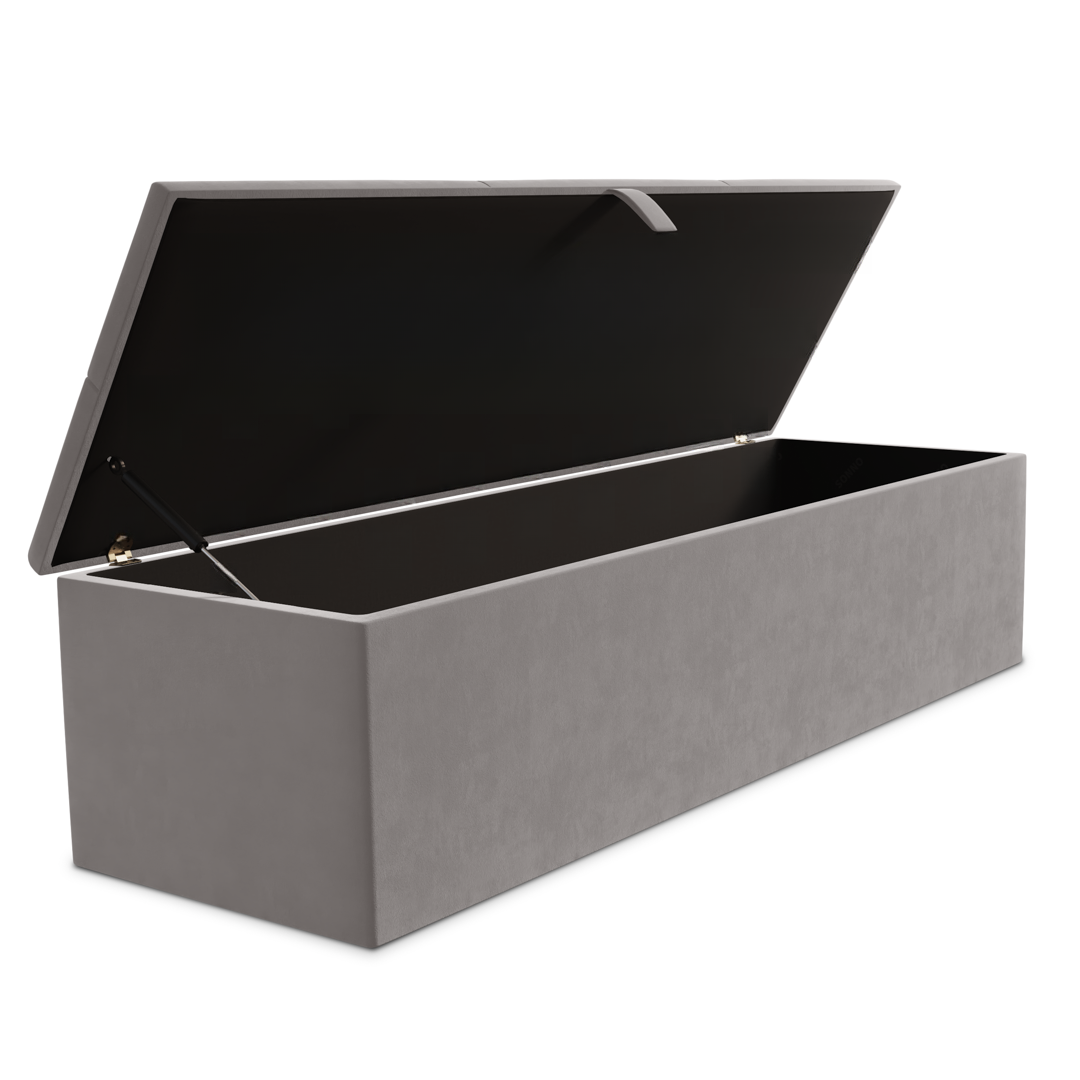 Cubed Ottoman Storage Box - Silver Plush Velvet
