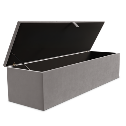 Cubed Ottoman Storage Box - Silver Plush Velvet