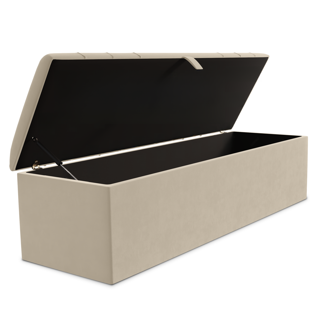 Dallas Ottoman Storage Box - Cream Plush Velvet