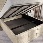Lancaster Upholstered Ottoman Bed - Cream Chenille