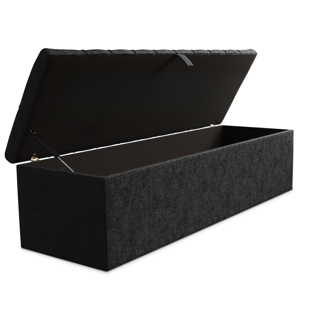 Chesterfield Ottoman Storage Box - Black Chenille