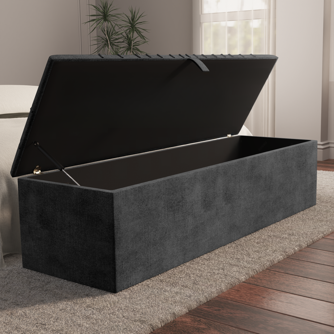 Sunrise Ottoman Storage Box - Charcoal Coniston