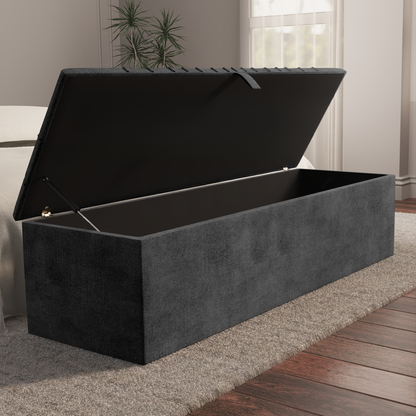 Sunrise Ottoman Storage Box - Charcoal Coniston