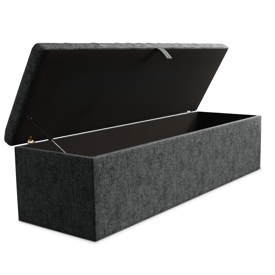 Cambridge Ottoman Storage Box - Charcoal Chenille