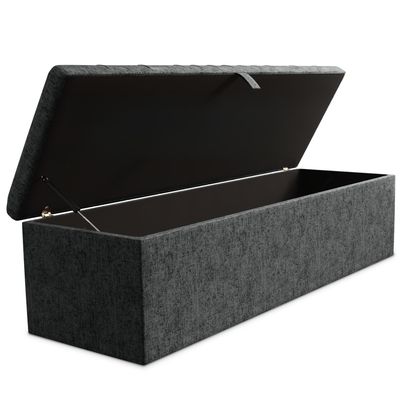 Cambridge Ottoman Storage Box - Charcoal Chenille