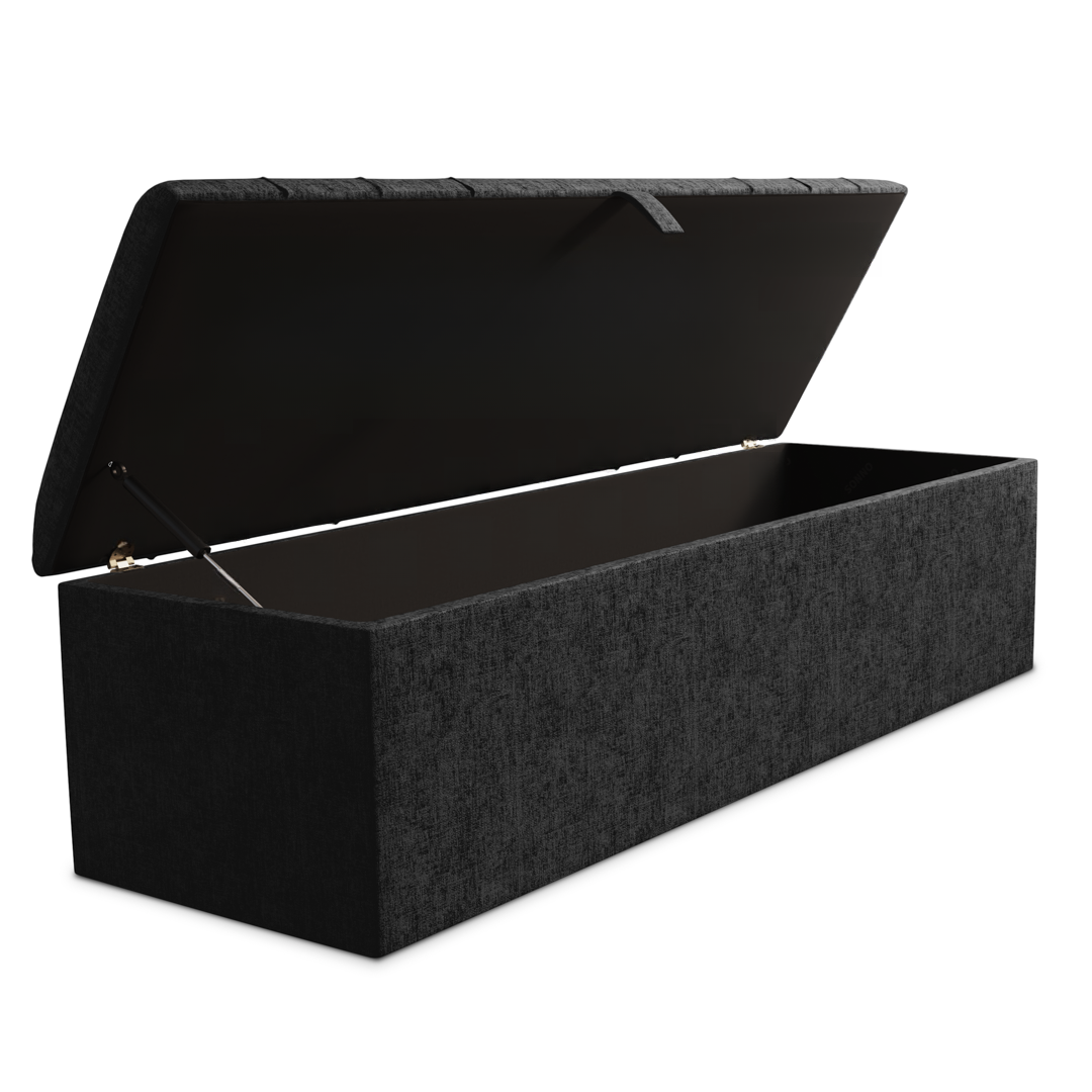 Dallas Ottoman Storage Box - Black Chenille