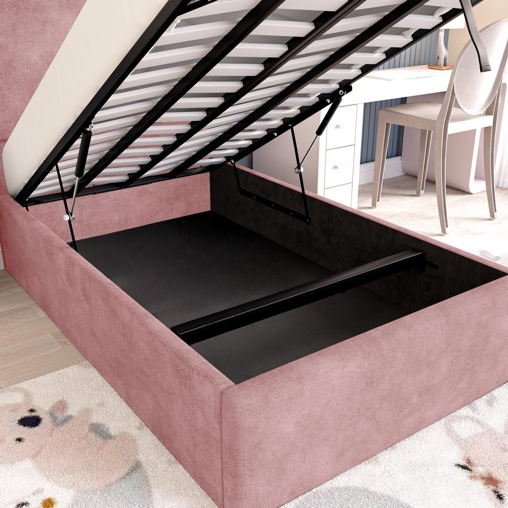 Cairo Kids Upholstered Ottoman Bed - Pink Coniston