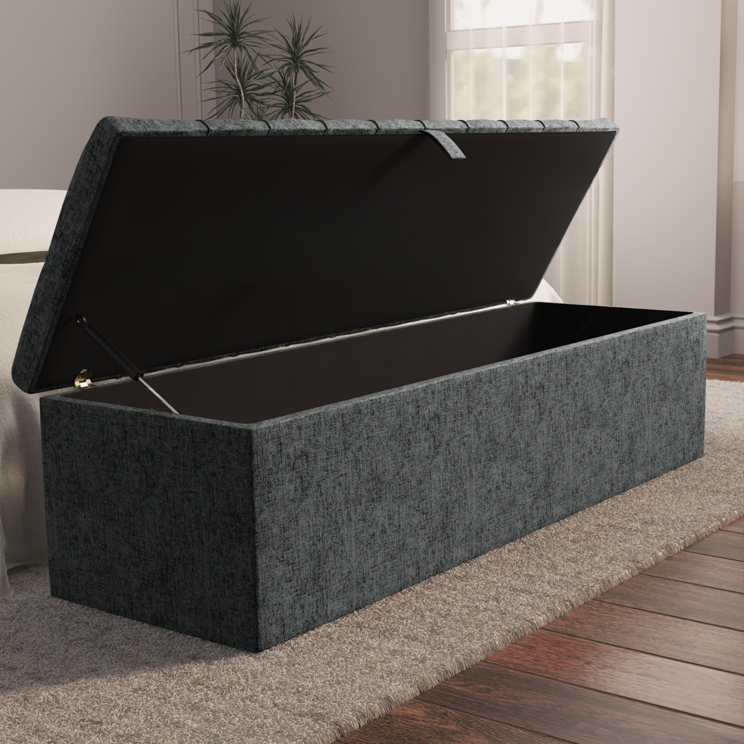 Chesterfield Ottoman Storage Box - Charcoal Chenille