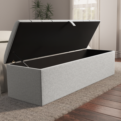 Dallas Ottoman Storage Box - Silver Linoso