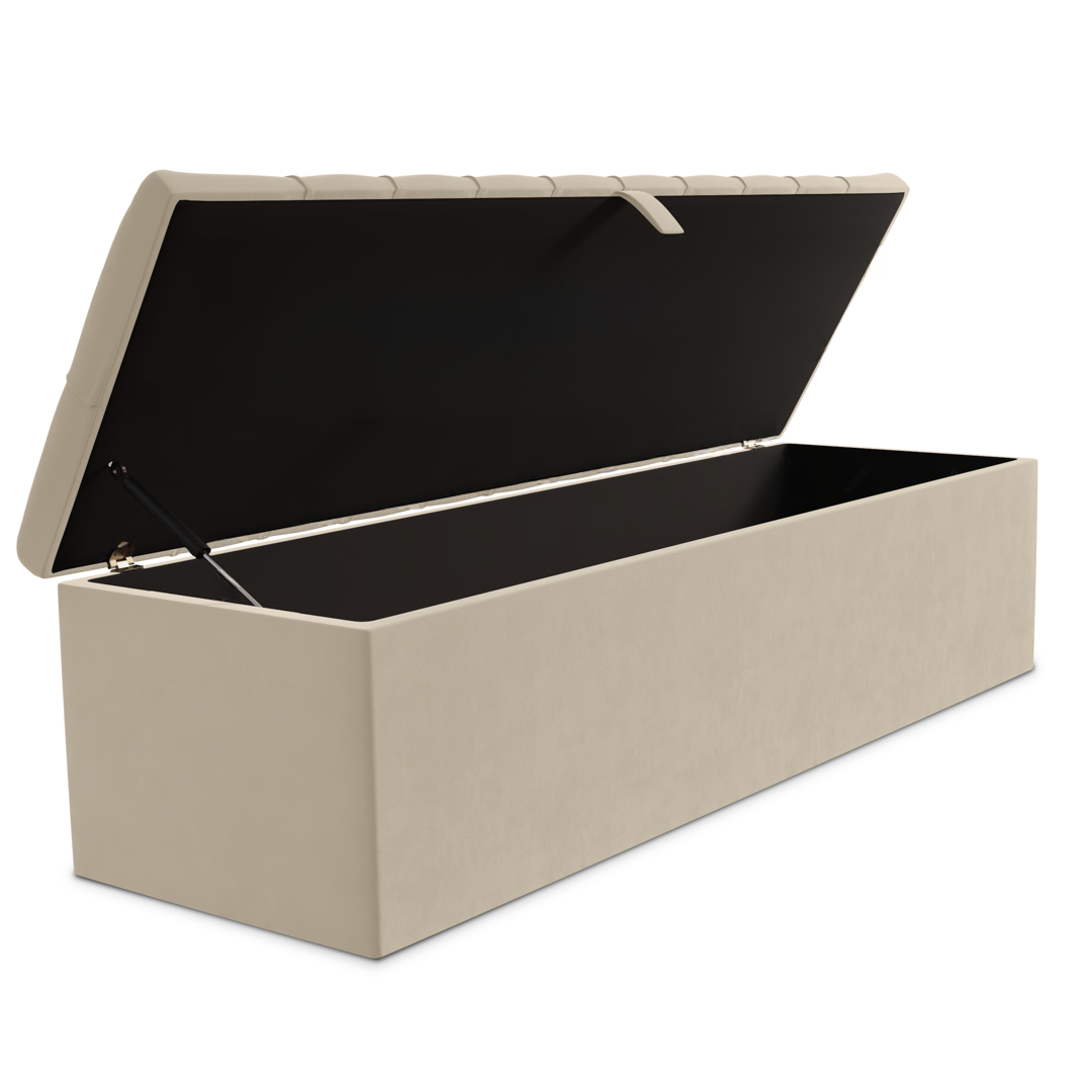 Chesterfield Ottoman Storage Box - Cream Plush Velvet