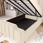 Washington Kids Upholstered Ottoman Bed - Cream Plush Velvet