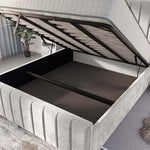 Lisbon Upholstered Ottoman Bed - Silver Plush Velvet