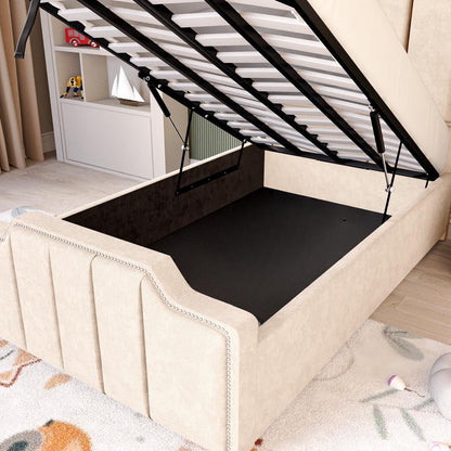 Washington Kids Upholstered Ottoman Bed - Cream Naples