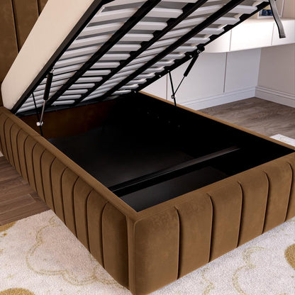 Milan Kids Upholstered Ottoman Bed - Mocca Plush Velvet