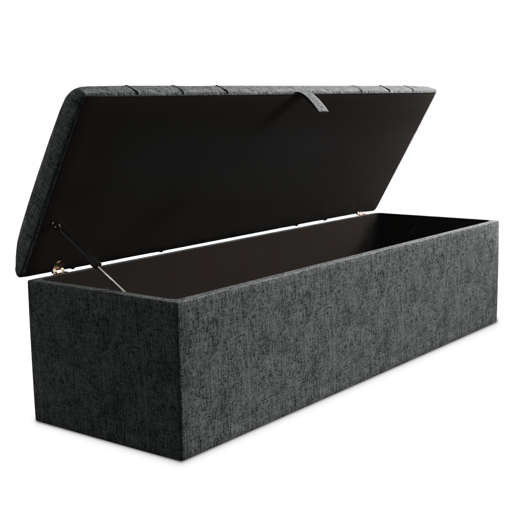 Dallas Ottoman Storage Box - Charcoal Chenille
