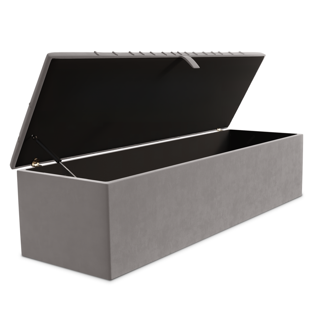 Sunrise Ottoman Storage Box - Silver Plush Velvet