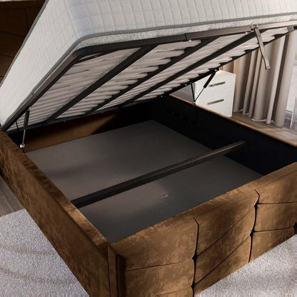 Lancaster Upholstered Ottoman Bed - Mocca Plush Velvet