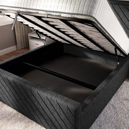 Oxford Upholstered Ottoman Bed - Black Chenille