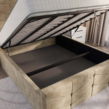 Lancaster Upholstered Ottoman Bed - Mink Coniston