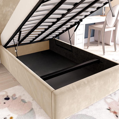 Cairo Kids Upholstered Ottoman Bed - Mink Plush Velvet