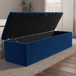 Chesterfield Ottoman Storage Box - Blue Plush Velvet