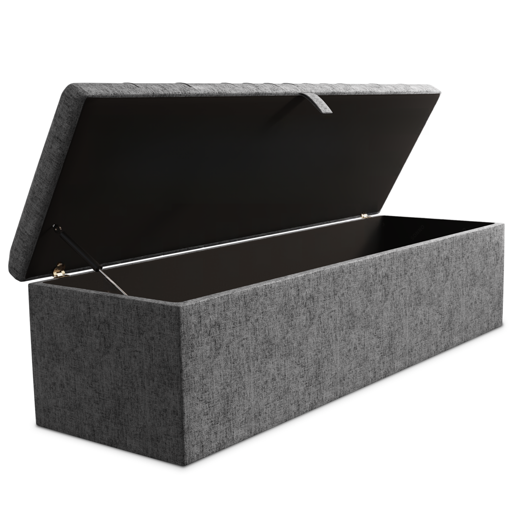 Cambridge Ottoman Storage Box - Silver Chenille