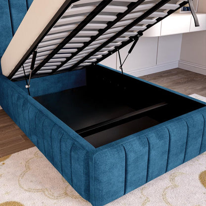 Milan Kids Upholstered Ottoman Bed - Blue Coniston
