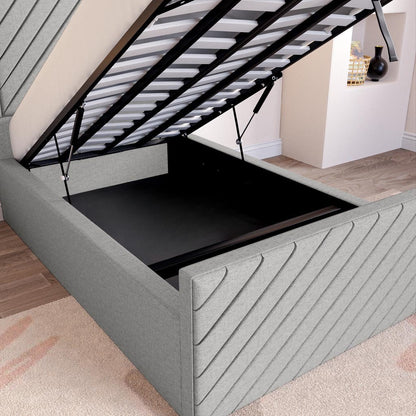 Oxford Kids Upholstered Ottoman Bed - Silver Linoso