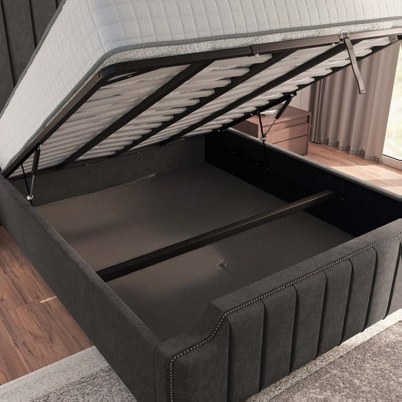 Washington Upholstered Ottoman Bed - Slate Grey Naples