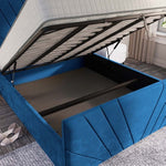 Fiji Sunrise Upholstered Ottoman Bed - Blue Plush Velvet