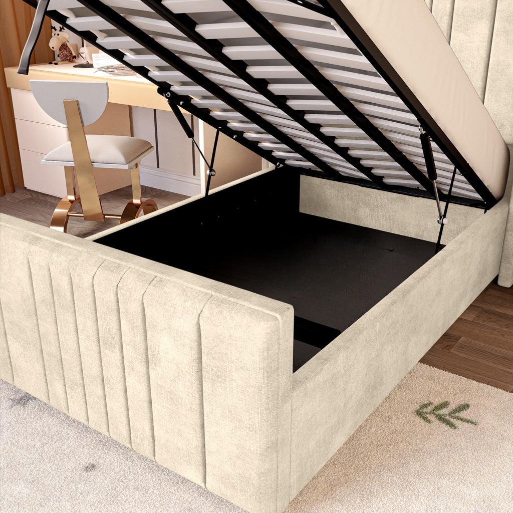 Cambridge Kids Upholstered Ottoman Bed - Almond Coniston