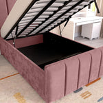 Lisbon Kids Upholstered Ottoman Bed - Pink Plush Velvet