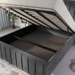 Lisbon Upholstered Ottoman Bed - Steel Plush Velvet