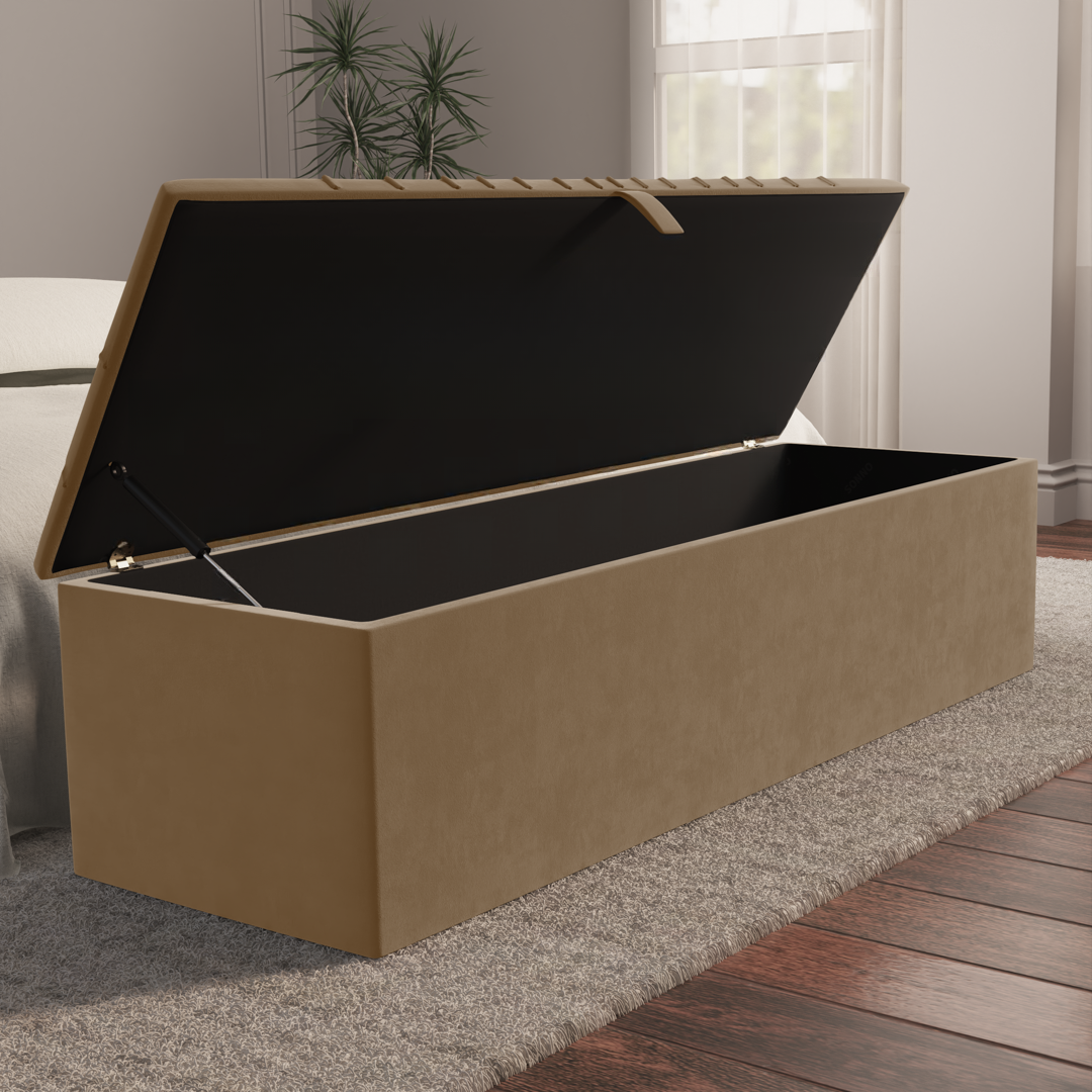 Sunrise Ottoman Storage Box - Mink Plush Velvet