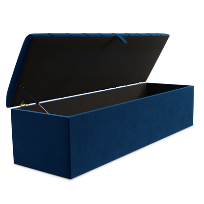 Lisbon Ottoman Storage Box - Blue Plush Velvet
