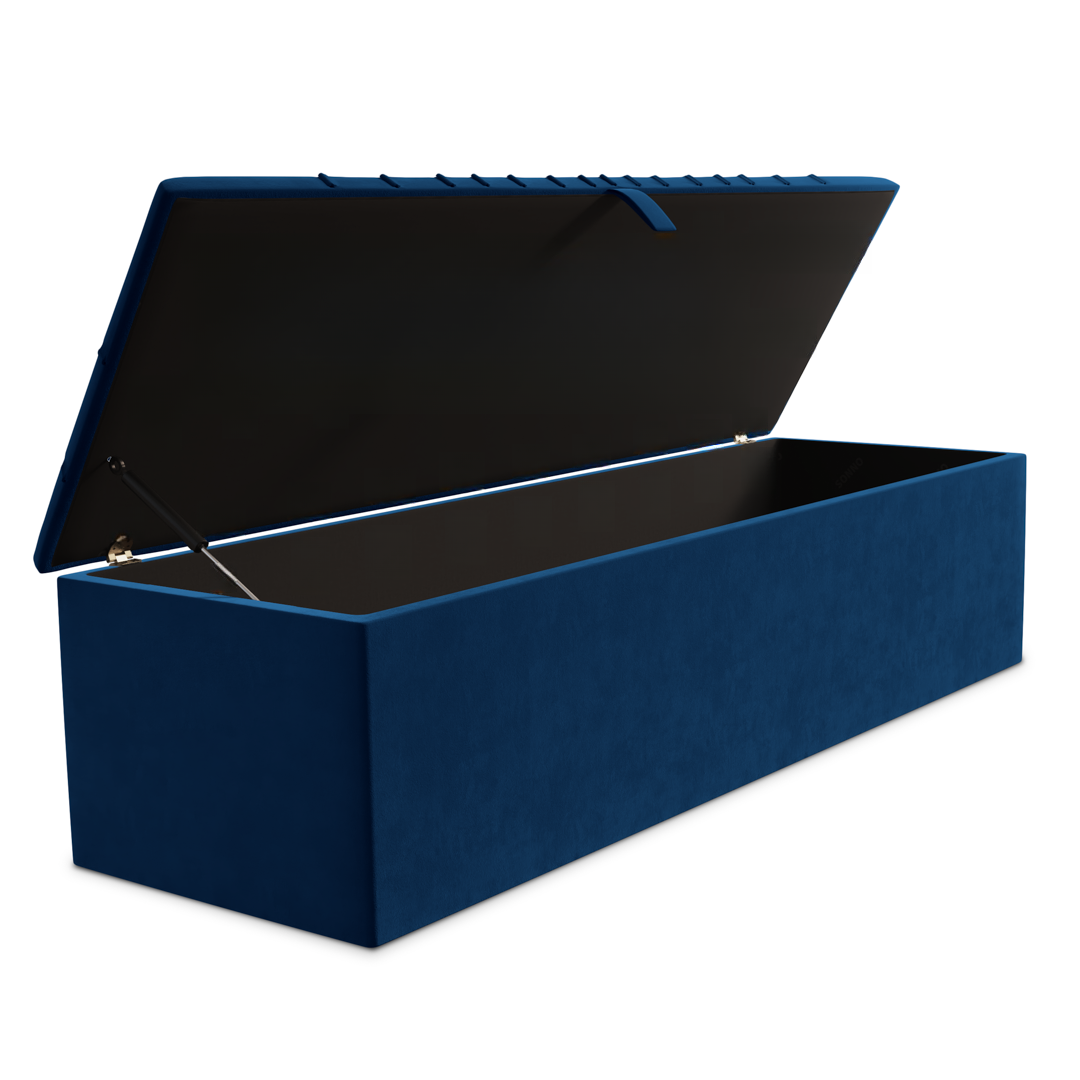 Sunrise Ottoman Storage Box - Blue Plush Velvet