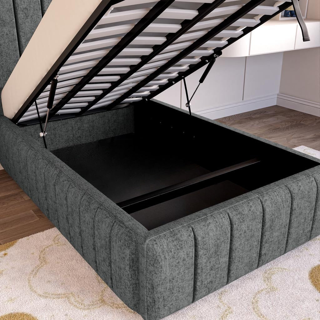 Milan Kids Upholstered Ottoman Bed - Charcoal Chenille
