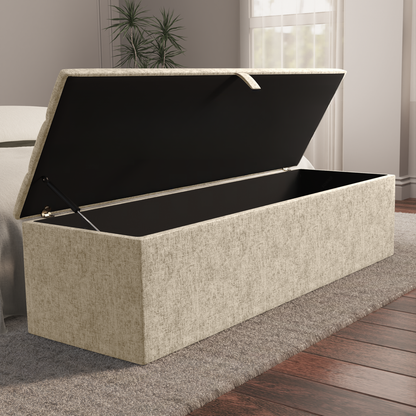 Athens Ottoman Storage Box - Cream Chenille