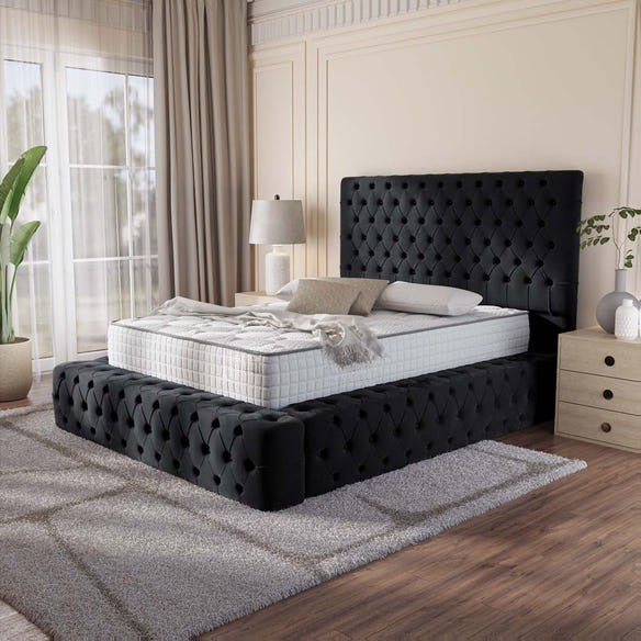 Ambassador Upholstered Bed - Black Plush Velvet